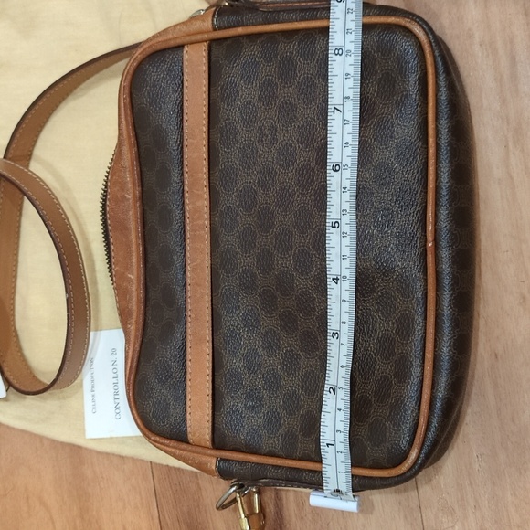 Celine Vintage Macadam Dark Crossbody Purse With Dust Bag Callouts - Picture 14 of 17